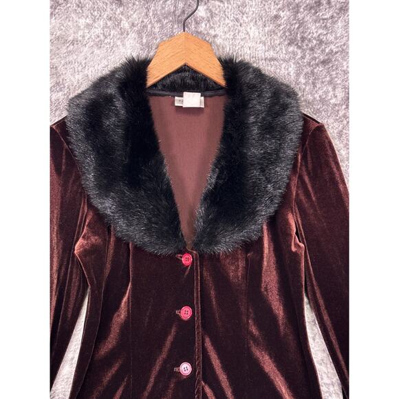 Vintage Forever 21 Cardigan Medium Womens Y2K Fur Trim Velvet Mob Wife - Picture 2 of 8